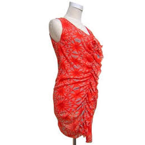 JEAN PAUL GAULTIER Soleil Stretchy Mesh Top w Ruffle Size Medium M Fuzzi Bright - Picture 1 of 6